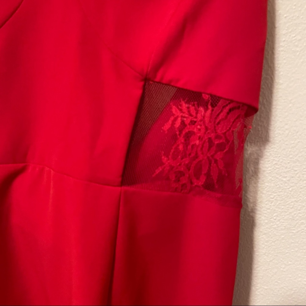 NBD • Revolve Red Lace Picture Me Midi Dress - Picture 4 of 5